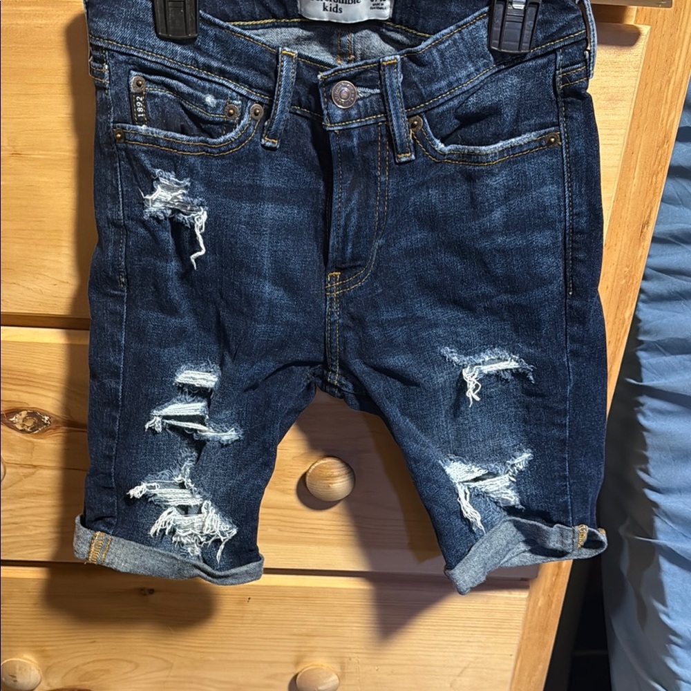 Abercrombie Kids Blue Jean Shorts Distressed Cut-Off